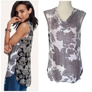 CABi 3057 black white Gray Floral TANGO tank Sleeveless Top womens blouse Small